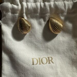 Dior Gold Textured Women's Earrings